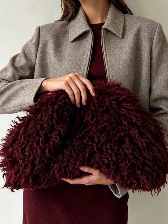 Handbags - Burgundy Vacation Women's Lightweight Chain Strap Crochet Bag